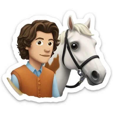 Harry Styles with a fishbowl on a horse  sticker