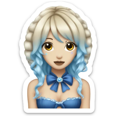 siren hime gyaru, blue skin, fins ears sticker