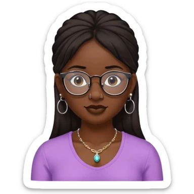 sarah babygirl dark hair and glasses with nose piercing and earrings and crop top sticker