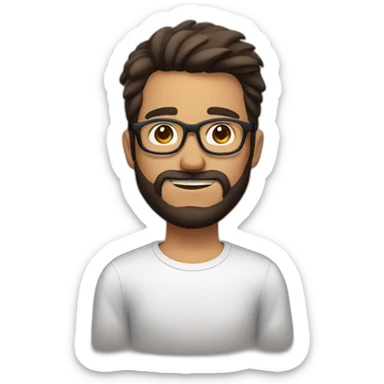 fair skinned brown guy with black spectacles and a neat dark brown hairstyle with beard sticker