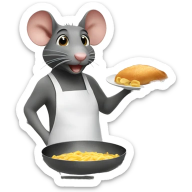 Rat cooking French food  sticker