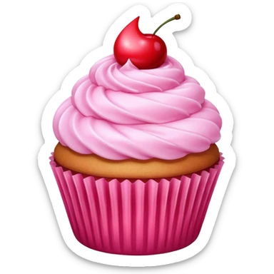 pink cupcake with cherry on top sticker