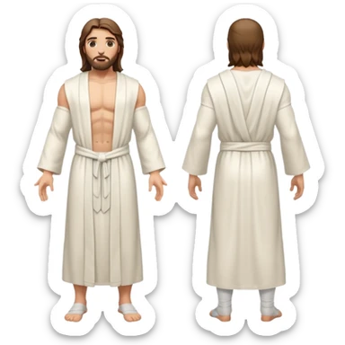 fullbody jesus christ jacked, sleeveless white robe front and backview sticker