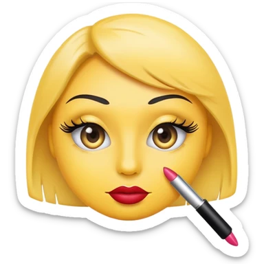 Yellow eyeroll emoji with lashes and lipstick sticker