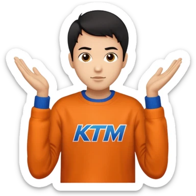 a man with short hair wear a ktm sweater sticker