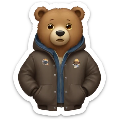 Cozy bear wearing a coach jacket  sticker
