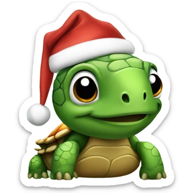 A turtle wearing a Santa hat sticker