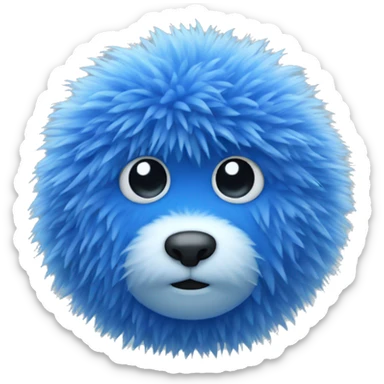 blue fuzzy figure sticker