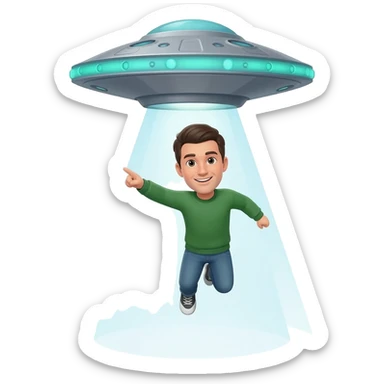 Me flying in a UFO sticker