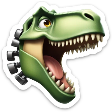 A mechanical Tyrannosaurus rex laughing out loud sticker