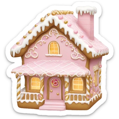light pink and gold and white gingerbread house sticker