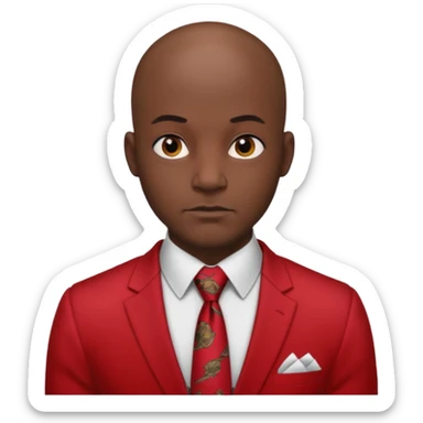 black man Bald with red necktie, red dress, heavy tattoos. sticker