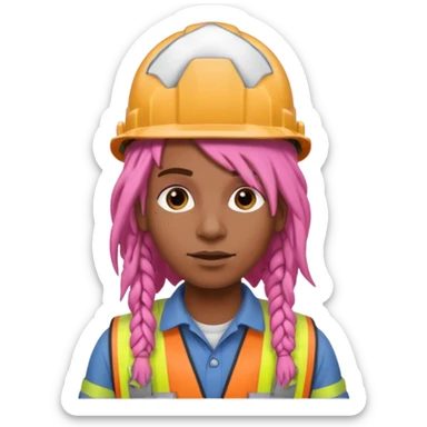 construction worker heavy pink dreadlocked haired man  sticker