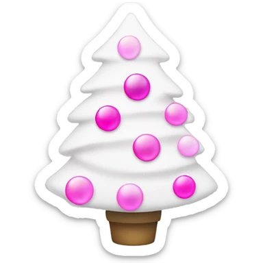 white christmas tree with different shades of pink bulbs and lights sticker