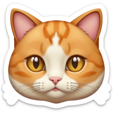calico cat with cute slim face, small head, hazel eyes, and short but chubby body sticker