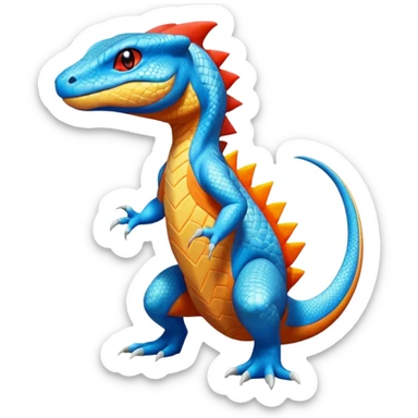Cyan lizard-Salandit-Charmeleon-Salamence-Pokémon, with cobalt-blue flecks patterns sticker