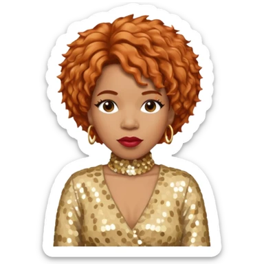 Macy Gray from Mary Mary with reddish blonde hair, cream sequin outfit sticker