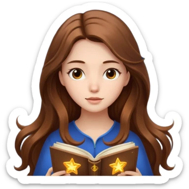 emoji of a girl with long hair reading a horoscope sticker