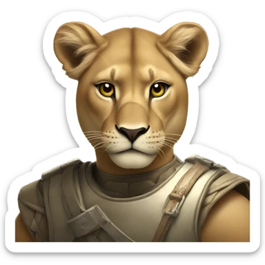 a lioness in battle  sticker