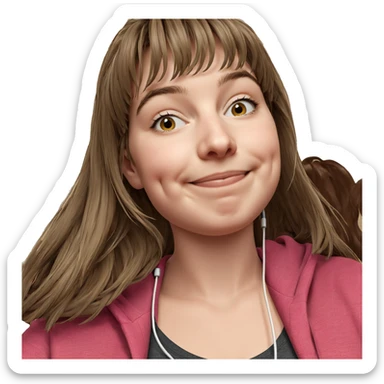 smiling girl with earphones sticker