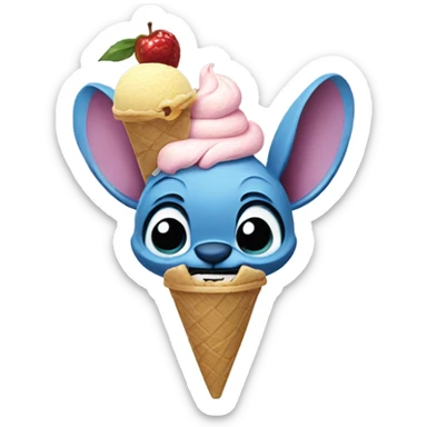 Stitch eating ice cream sticker