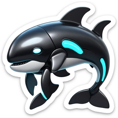 tubby black cyberpunk orca robot sticker