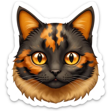 mostly black tortoiseshell cat, gold eyes, british sticker