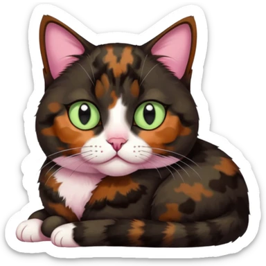 dark tortoiseshell cat half pink nose pale green eyes sticker