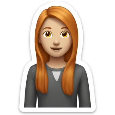A girl has ginger, straight hair. Her hair is long  sticker