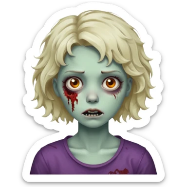 Uma menina zombie com um cabelo ondulado curto, com a franja pro lado sticker