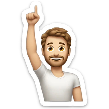 the white European man brown hair Celebrating with an arm up sticker