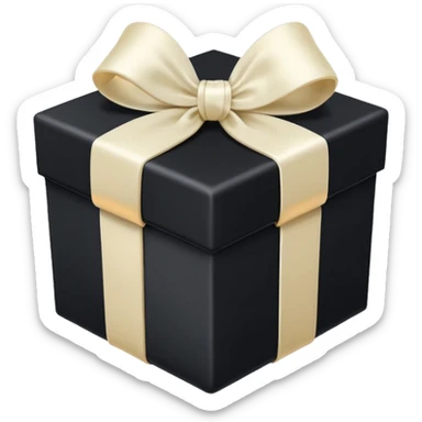 square black gift box present with an ivory bow sticker