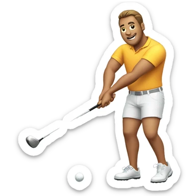 big chested guy swinging a golf club sticker