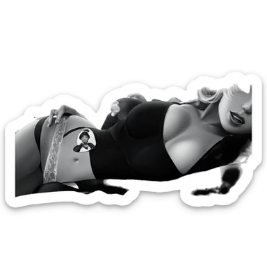 monochrome beauty in lingerie sticker