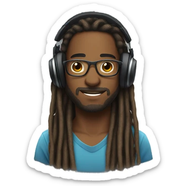 a streamer with dreads and headphones no beard sticker