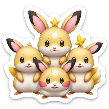 Emolga-Victini-Pichu-Dedenne-Togedemaru-Kirby-fusion sticker