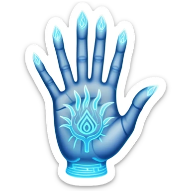 ethereal glowing hand with intricate palm lines and mystical symbols sticker