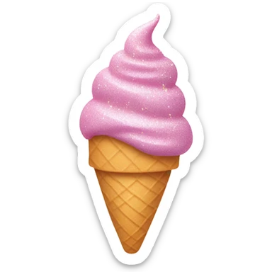 Pink soft served ice cream with glitter  sticker