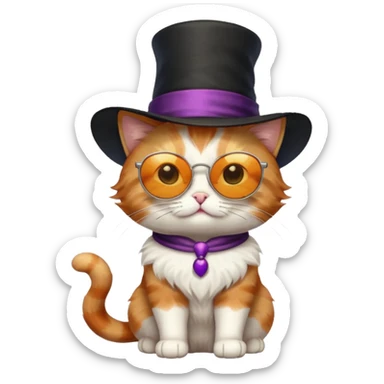 emoji prompt: a cat with sunglasses and magician hat sticker