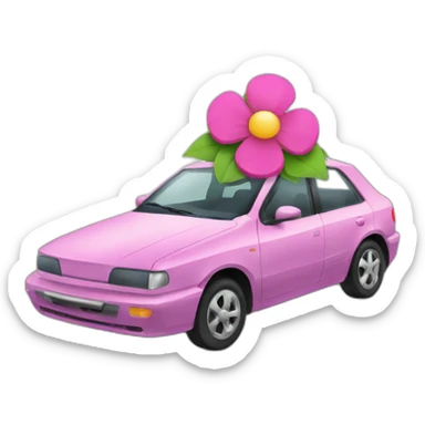 alive car with a flower sticker