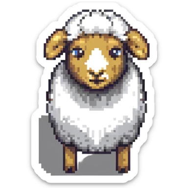 square blocky Minecraft style sheep sticker
