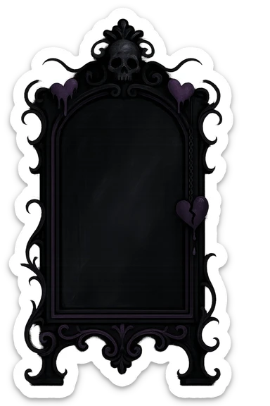 emo-style mirror, black and purple, moody, no background sticker