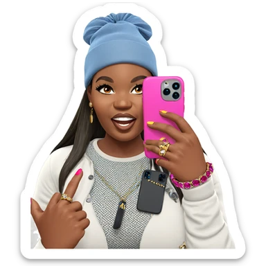 girl with phone and jewelry sticker