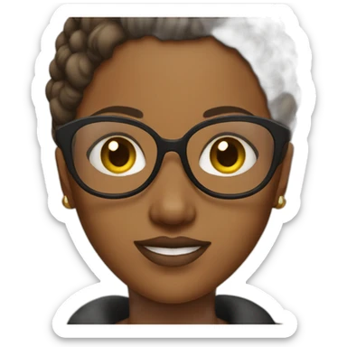 Brown girl with half shaved hair and golden glasses sticker