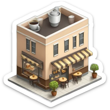 isometric coffee shop sticker
