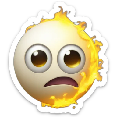 3d sphere with a cartoon torch texture with big stupid eyes sticker