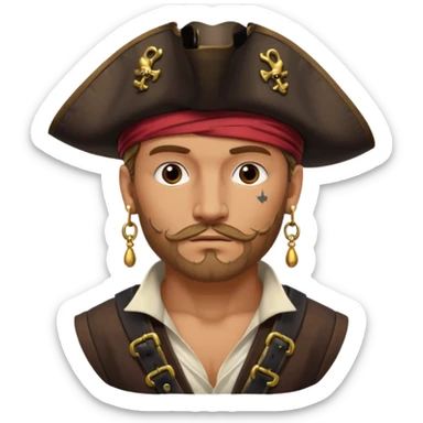 Belted pirate man with earring
 sticker