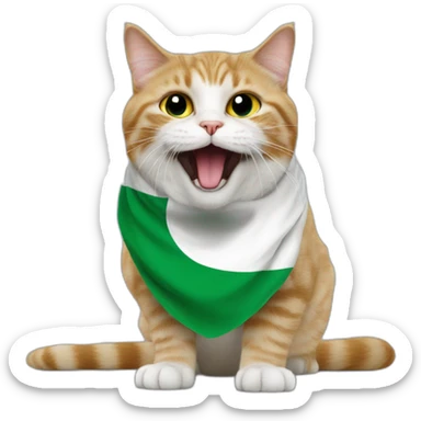 The Saudi flag is held by a cat in its mouth sticker