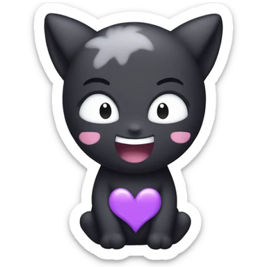 pastel kuromi winking with a purple heart sticker