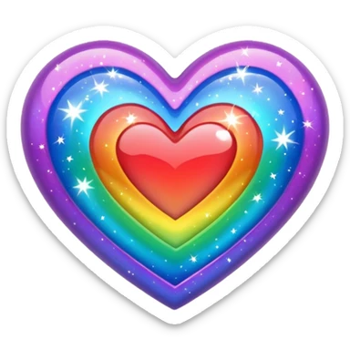 Rainbow- colored heart with sparkles  sticker